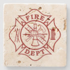 Firefighter Maltese Cross Travertine Coaster