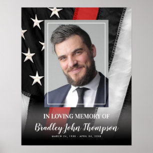 Firefighter Memorial Print Thin Red Line Poster