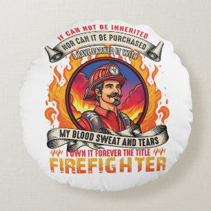 Firefighter Men's  Round Cushion