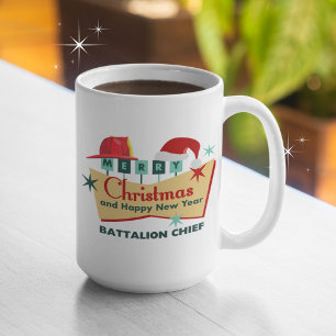 Firefighter Merry Christmas Happy New Year Retro Coffee Mug