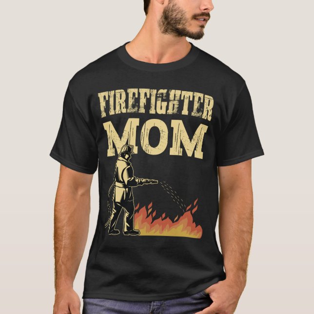 Firefighter Mom Mother Support the Thin   T-Shirt (Front)