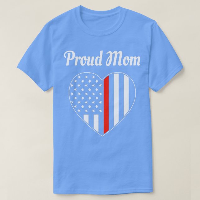 Firefighter Mum Shirt Thin Red Line Flag with Hear (Design Front)