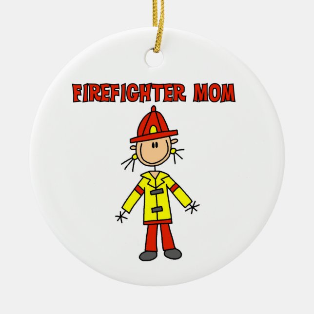 Firefighter Mum T-shirts and Gifts Ceramic Tree Decoration (Front)