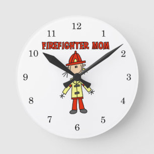 Firefighter Mum T-shirts and Gifts Round Clock