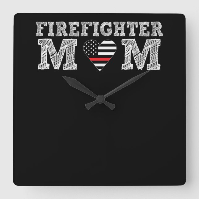 Firefighter Mum Thin Red Line.Png Square Wall Clock (Front)