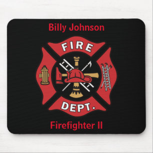 Firefighter Name and Rank Emblem Mouse Mat