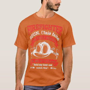 Firefighter Noun Definition Firemen Funny Beer Gif T-Shirt