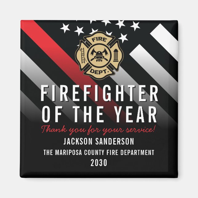 Firefighter of the Year Badge Logo Employee Magnet (Front)
