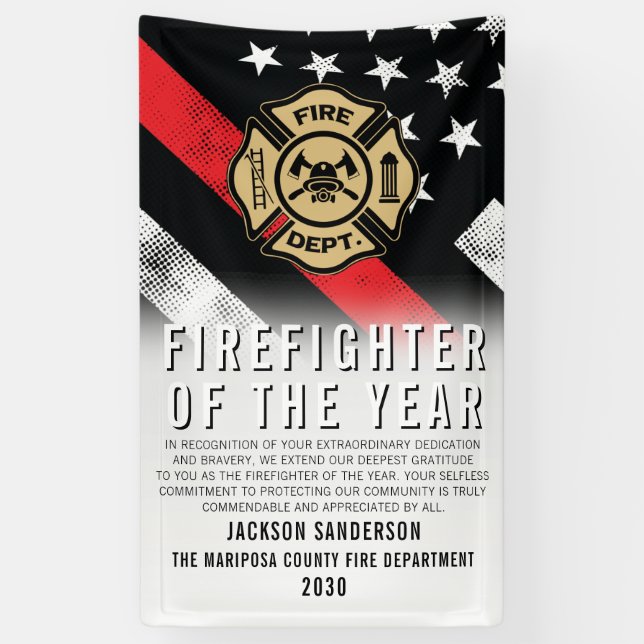 Firefighter of the Year Employee Recognition Logo Banner (Vertical)