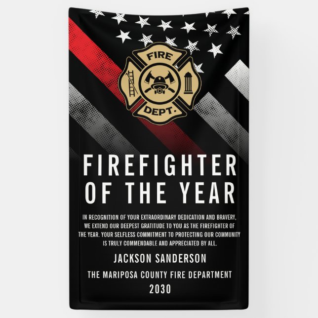 Firefighter of the Year Employee Recognition Logo Banner (Vertical)