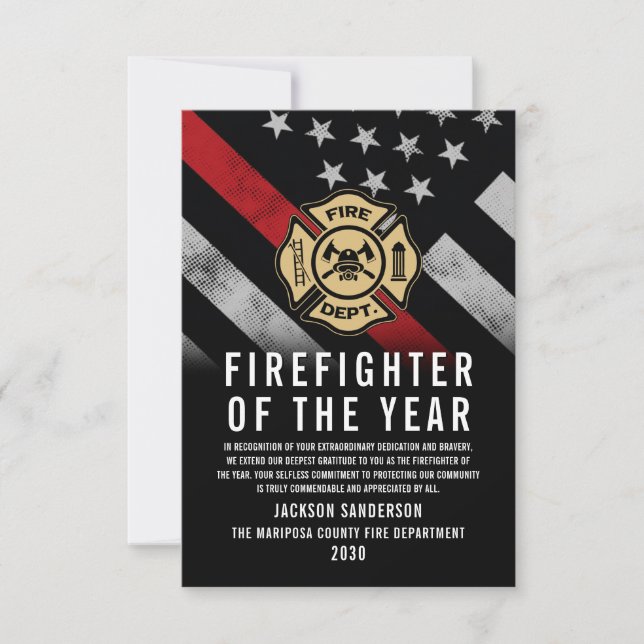 Firefighter of the Year Employee Recognition Logo Card (Front)