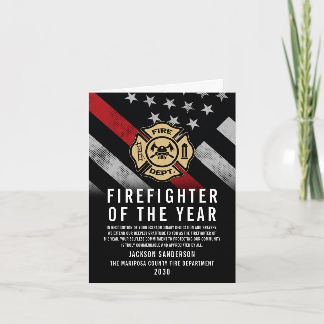 Firefighter of the Year Employee Recognition Logo Card (Front)