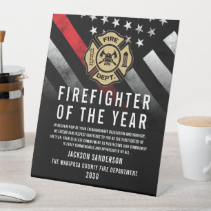 Firefighter of the Year Employee Recognition Logo Pedestal Sign