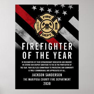 Firefighter of the Year Employee Recognition Logo Poster
