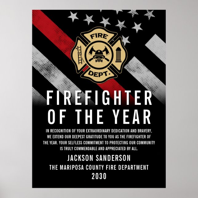 Firefighter of the Year Employee Recognition Logo Poster (Front)