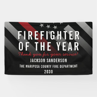 Firefighter of the Year Employee Red Line Flag Banner