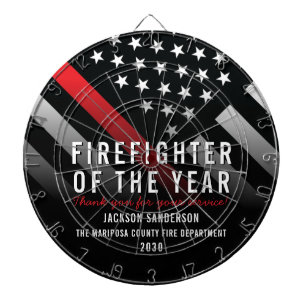Firefighter of the Year Employee Red Line Flag Dartboard