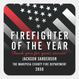 Firefighter of the Year Fire Department Employee Square Sticker