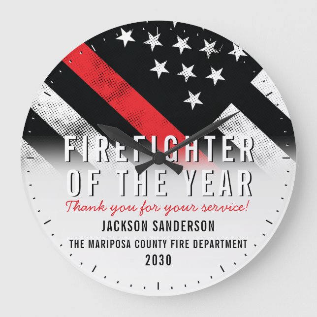Firefighter of the Year Fire Employee Recognition Large Clock (Front)