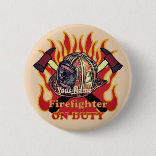 Firefighter On Duty 6 Cm Round Badge
