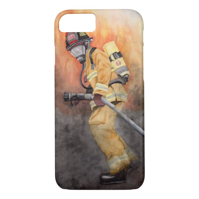 Firefighter Original Painting Phone Case iPhone (Back)