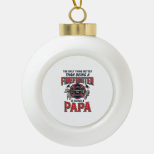 Firefighter Papa Vintage Engraving Shirt Design_1 Ceramic Ball Christmas Ornament