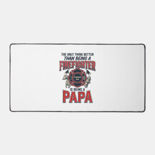 Firefighter Papa Vintage Engraving Shirt Design_1 Desk Mat