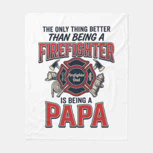 Firefighter Papa Vintage Engraving Shirt Design_1 Fleece Blanket