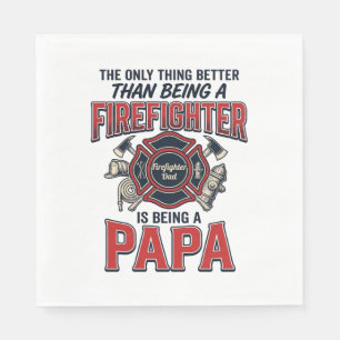 Firefighter Papa Vintage Engraving Shirt Design_1 Napkin