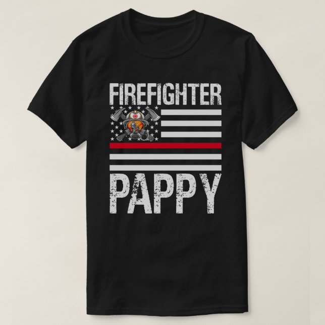Firefighter PAPPY Support The Thin Red Line US Fla T-Shirt (Design Front)