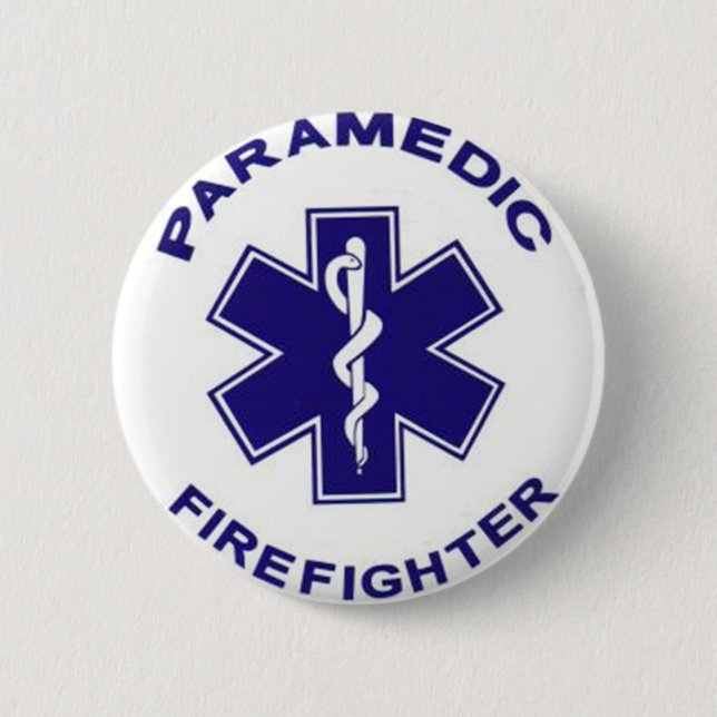 Firefighter Paramedic 6 Cm Round Badge (Front)