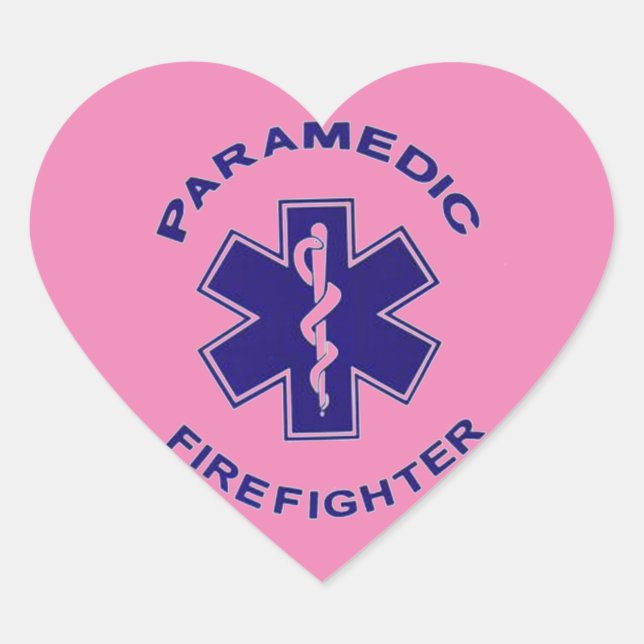 Firefighter Paramedic Heart Sticker (Front)