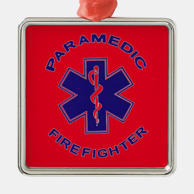 Firefighter Paramedic Metal Tree Decoration (Front)