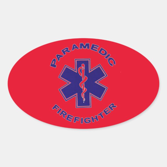 Firefighter Paramedic Oval Sticker (Front)