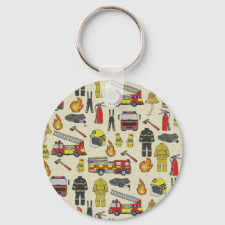 Firefighter Pattern, Fire Truck, Rescue Gear, Flam Key Ring