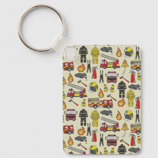Firefighter Pattern, Fire Truck, Rescue Gear, Flam Key Ring