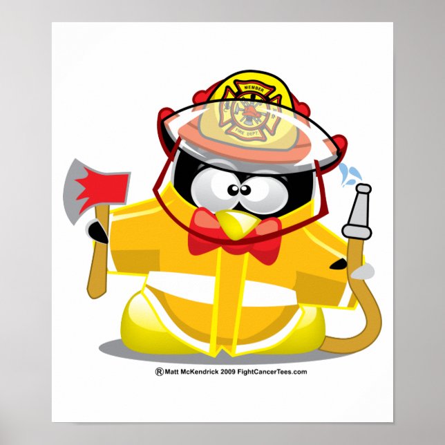Firefighter Penguin Poster (Front)