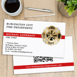 Firefighter Personalised Logo QR Fire Department Business Card