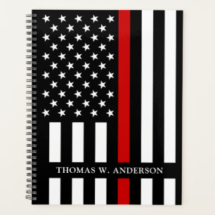 Firefighter Personalised Name Thin Red Line Planner
