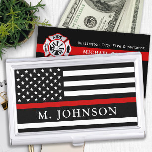 Firefighter Personalised Thin Red Line Business Card Holder
