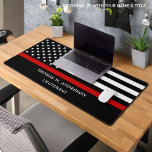 Firefighter Personalised Thin Red Line Desk Mat<br><div class="desc">Thin Red Line Firefighter Desk Mat - American flag in Firefighter Flag colours, modern black and red design . Personalise with firefighter name and rank. This personalised firefighter desk mat is perfect for fire departments and fire service and fireman . COPYRIGHT © 2023 Judy Burrows, Black Dog Art - All...</div>