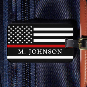 Firefighter Personalised Thin Red Line Luggage Tag