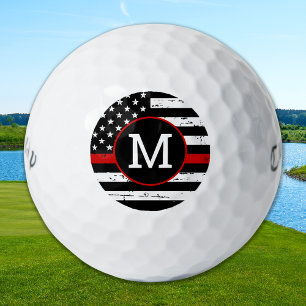 Firefighter Personalised Thin Red Line Monogram  Golf Balls
