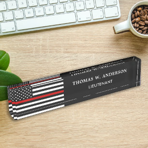 Firefighter Personalised Thin Red Line Nameplate
