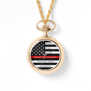Firefighter Personalised Thin Red Line Retirement  Watch