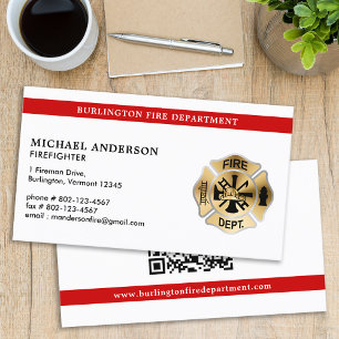 Firefighter Personalized QR Code Fire Department Business Card