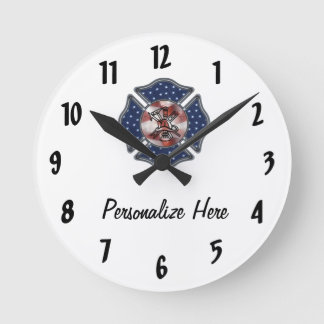 Firefighter Personalized Round Clock