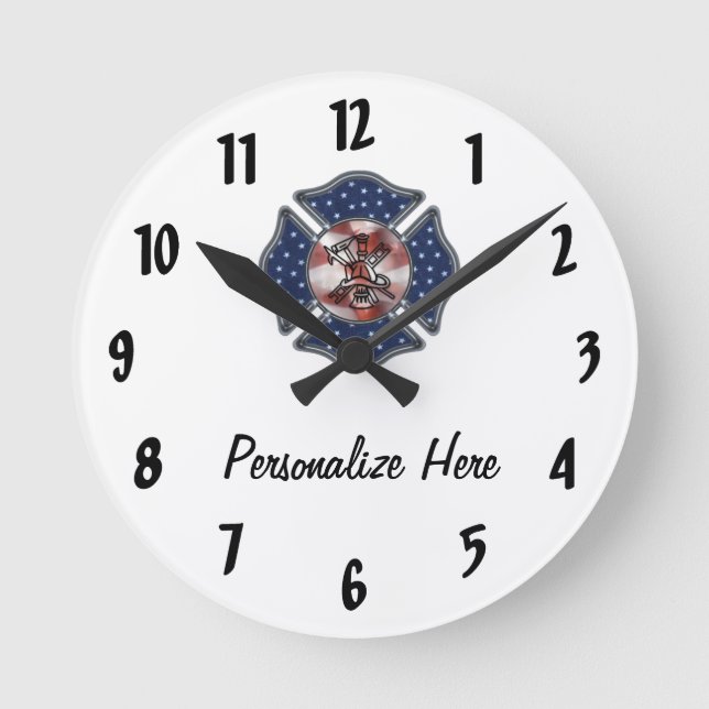 Firefighter Personalized   Round Clock (Front)