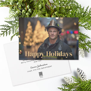 Firefighter Photo First Responders Happy Holidays Holiday Card