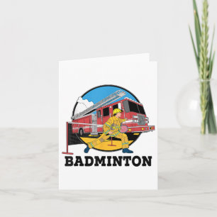 Firefighter Playing Badminton Fireman Firefight Sp Card